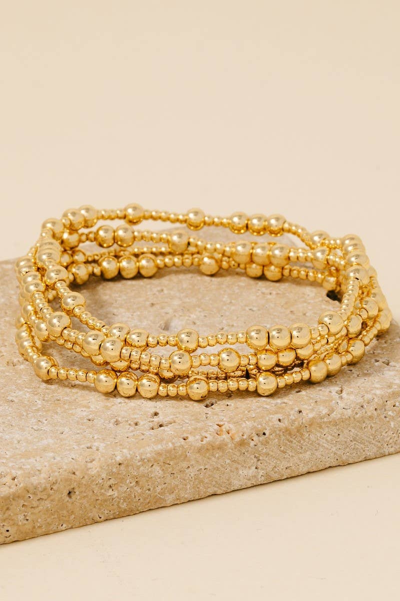 Gold Dipped Beaded Bracelet Set: GOLD