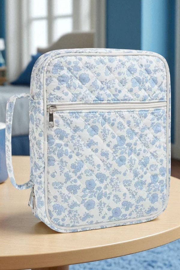 Lyla Blue Floral Zipper Bible Cover
