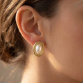 Gold Dipped Vintage Oval Pearl Stud Earrings: GOLD
