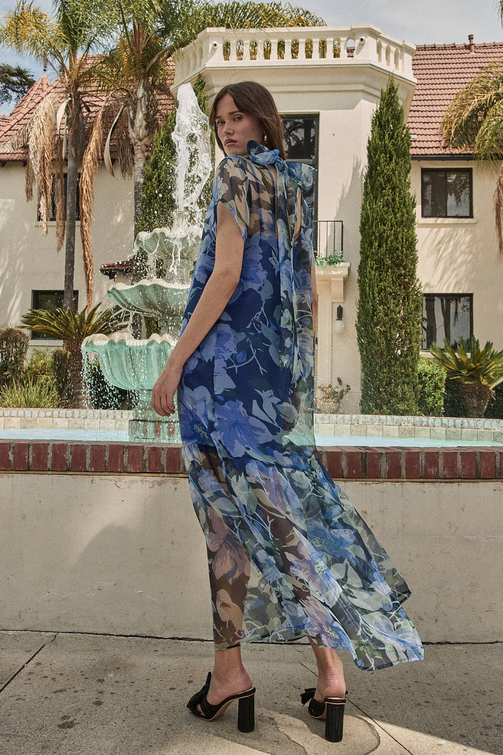 Ellery Floral Dime Organza Maxi Dress: GREEN-MULTI / S
