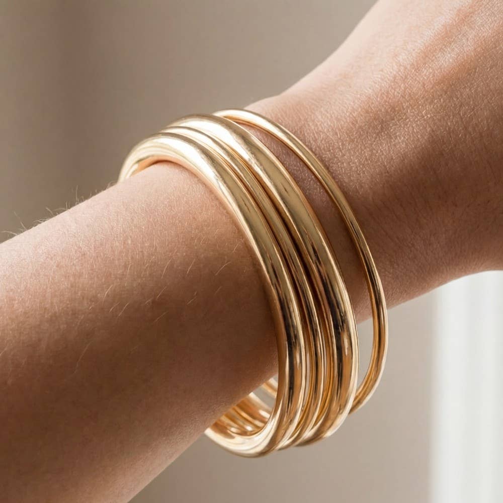 Mixed Metallic Bangle Bracelet Set