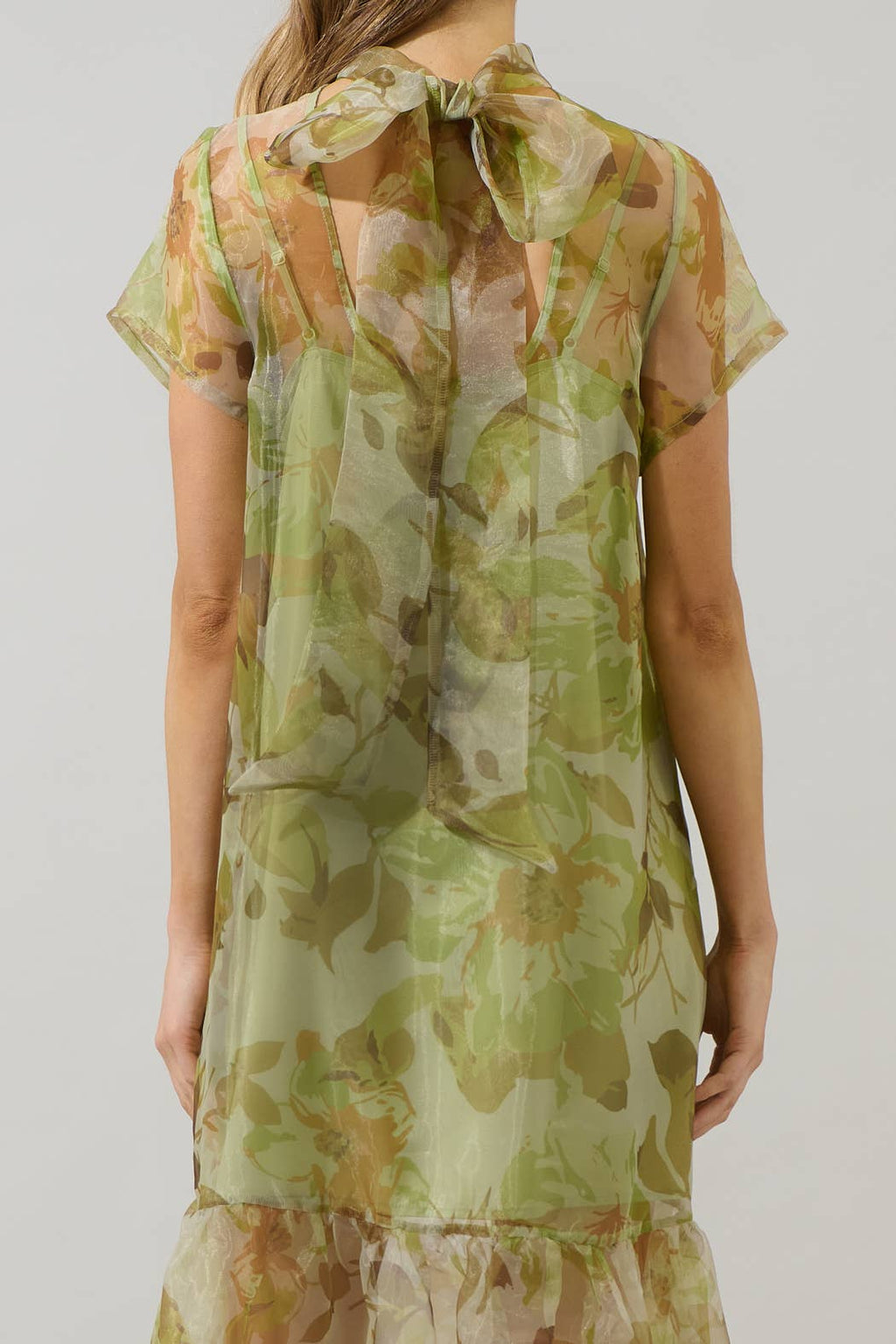Ellery Floral Dime Organza Maxi Dress: GREEN-MULTI / S