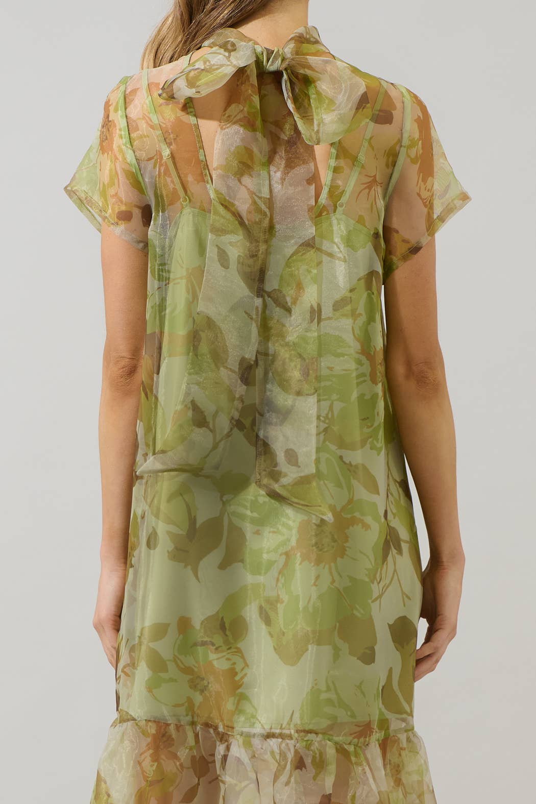 Ellery Floral Dime Organza Maxi Dress: GREEN-MULTI / S