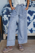 Raw Hem Wide Leg Denim Pants