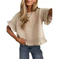 Knit Top- Ruffle Sleeve: Khaki