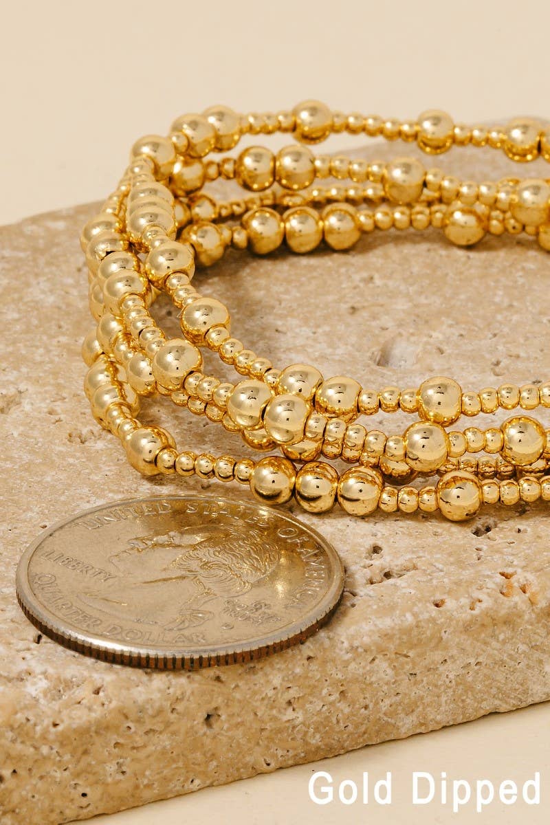 Gold Dipped Beaded Bracelet Set: GOLD