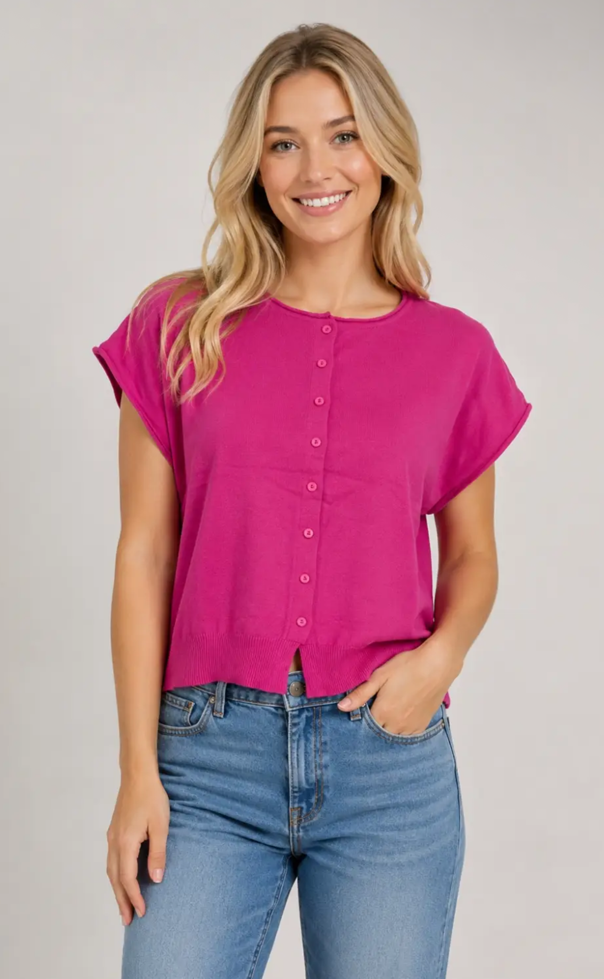 Button front knit cardigan