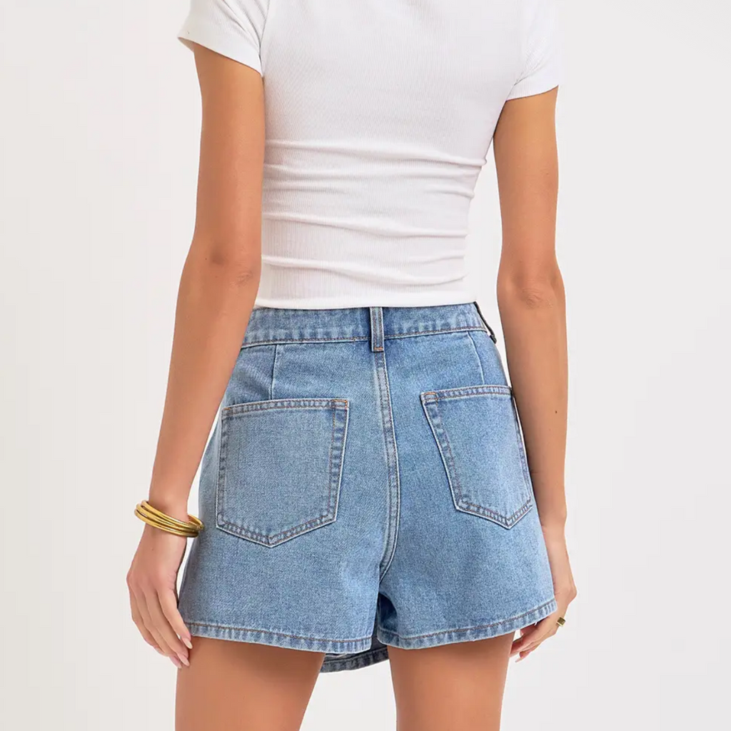 Denim button up skort