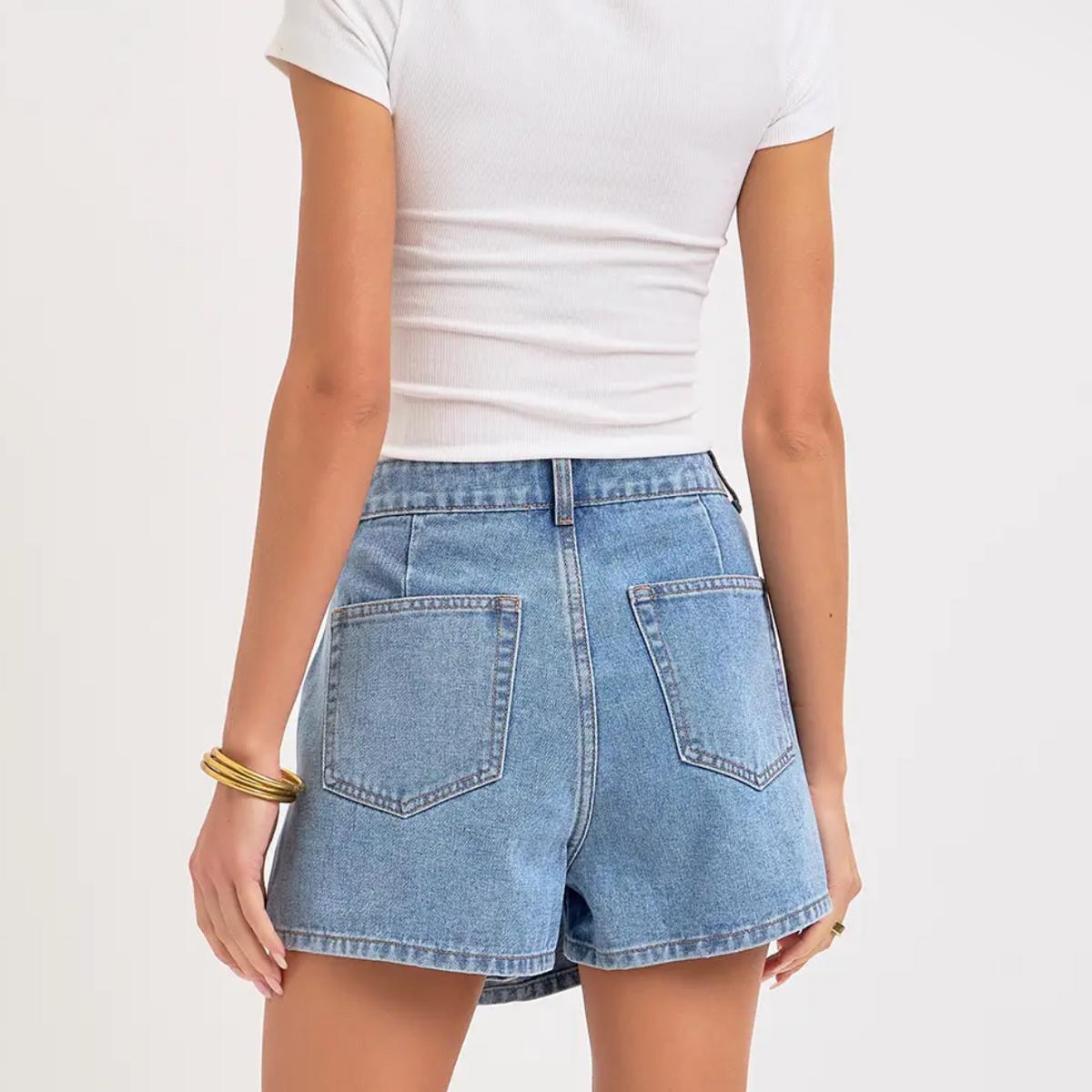Denim button up skort