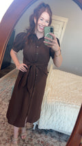 Brown tie front dress