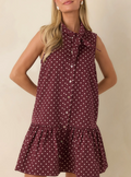 Burgundy polka dot Cotton Entro dress