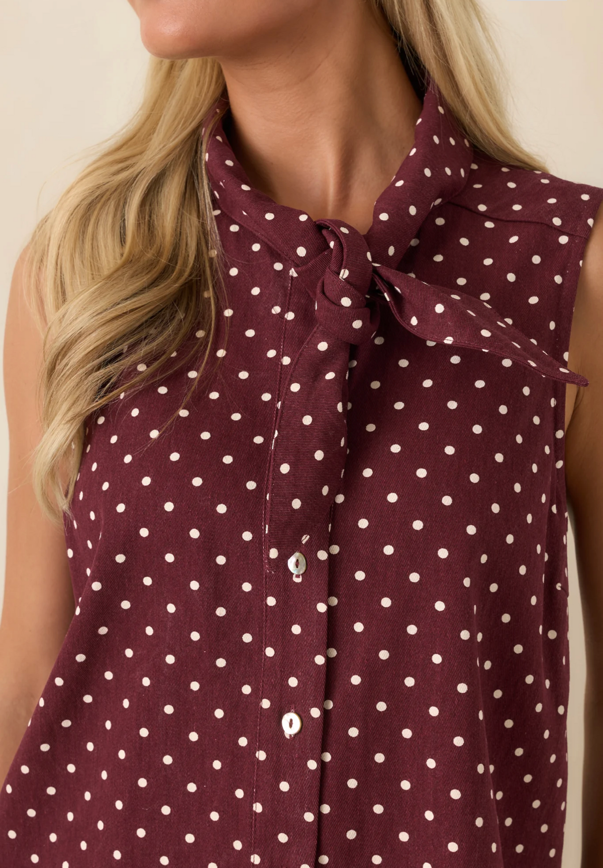 Burgundy polka dot Cotton Entro dress
