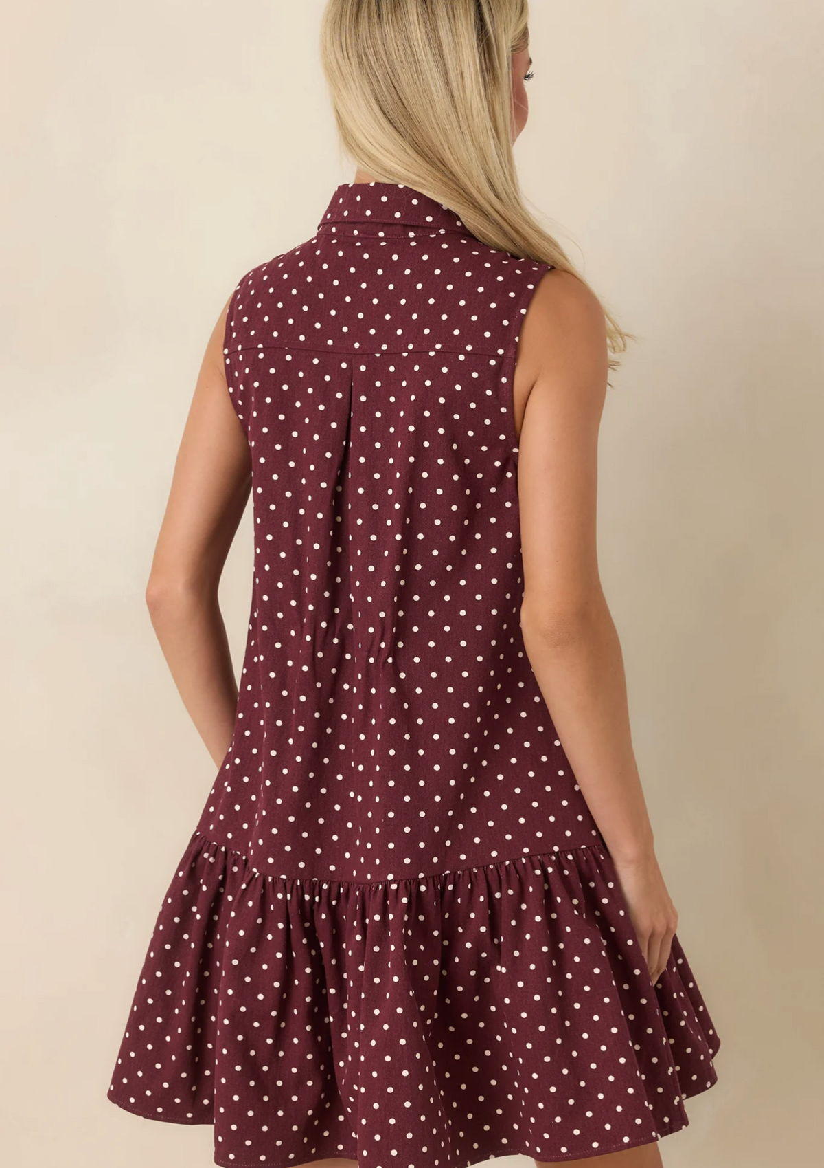 Burgundy polka dot Cotton Entro dress