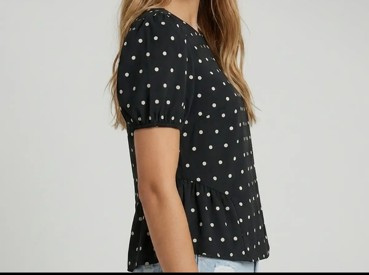 Polka Dot Peplum Blouse