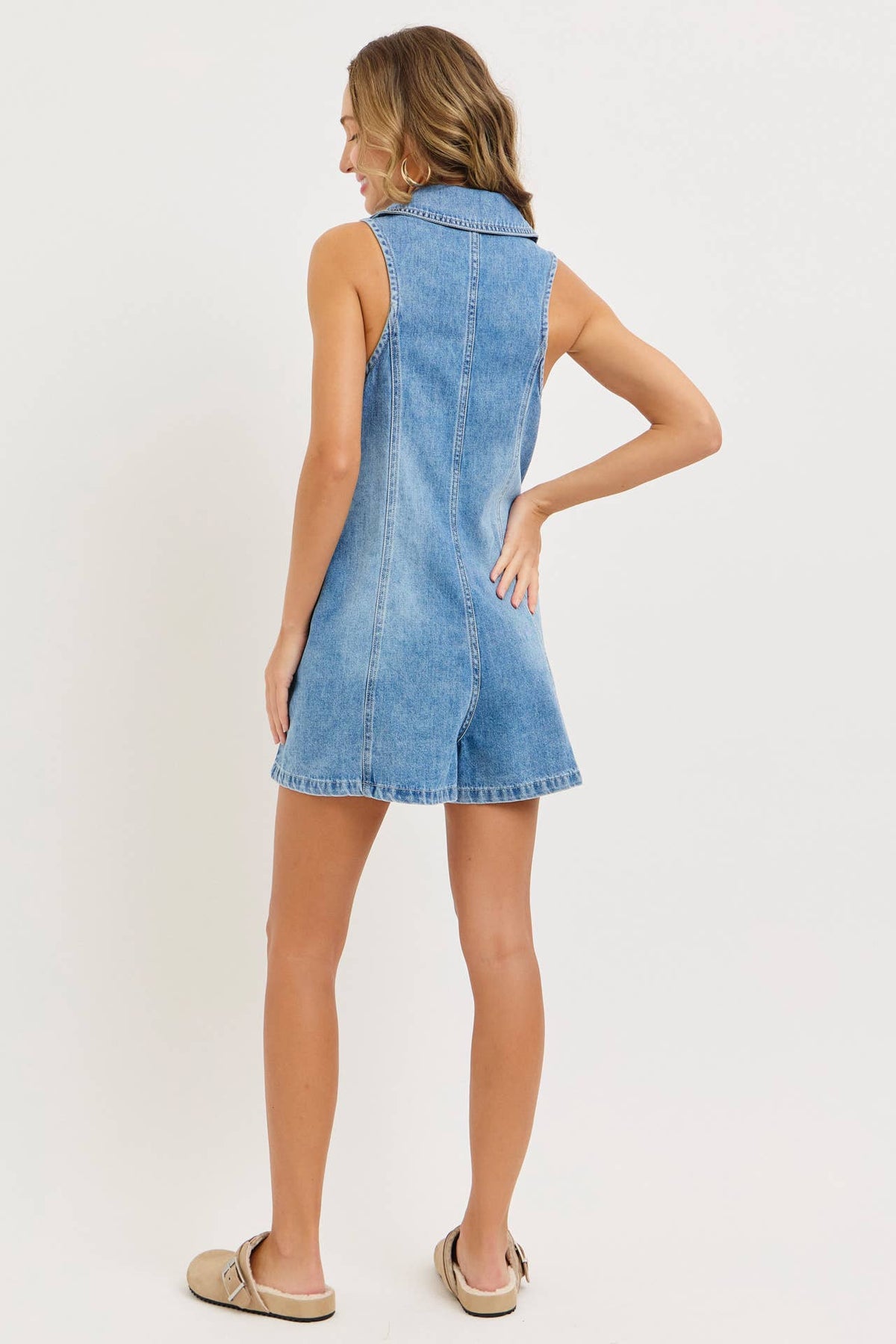 DENIM BUTTON UP ROMPER