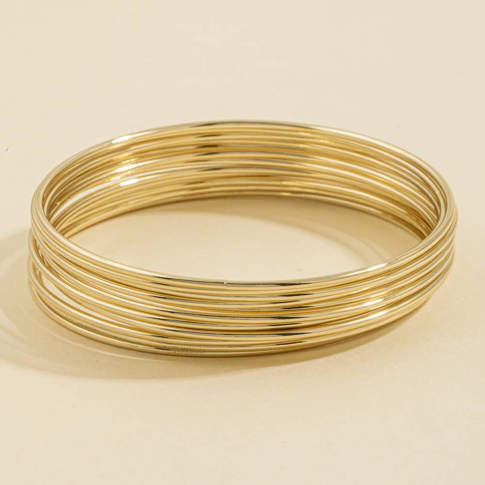 Thin Stacking Bangle Bracelet Set: GOLD