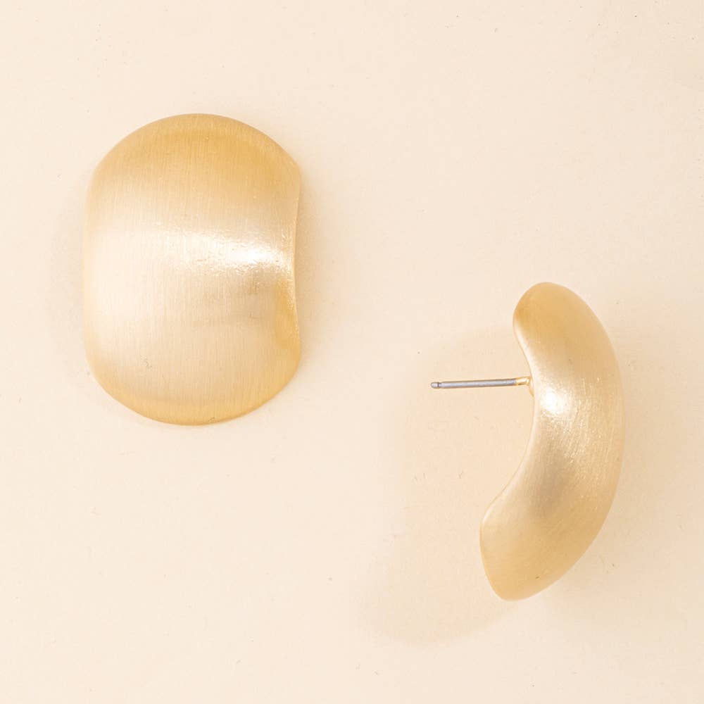 Brushed Matte Curved Stud Earrings