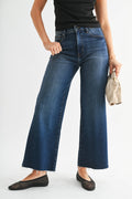 High Rise Scissor Cut Wide Leg - DARK DENIM
