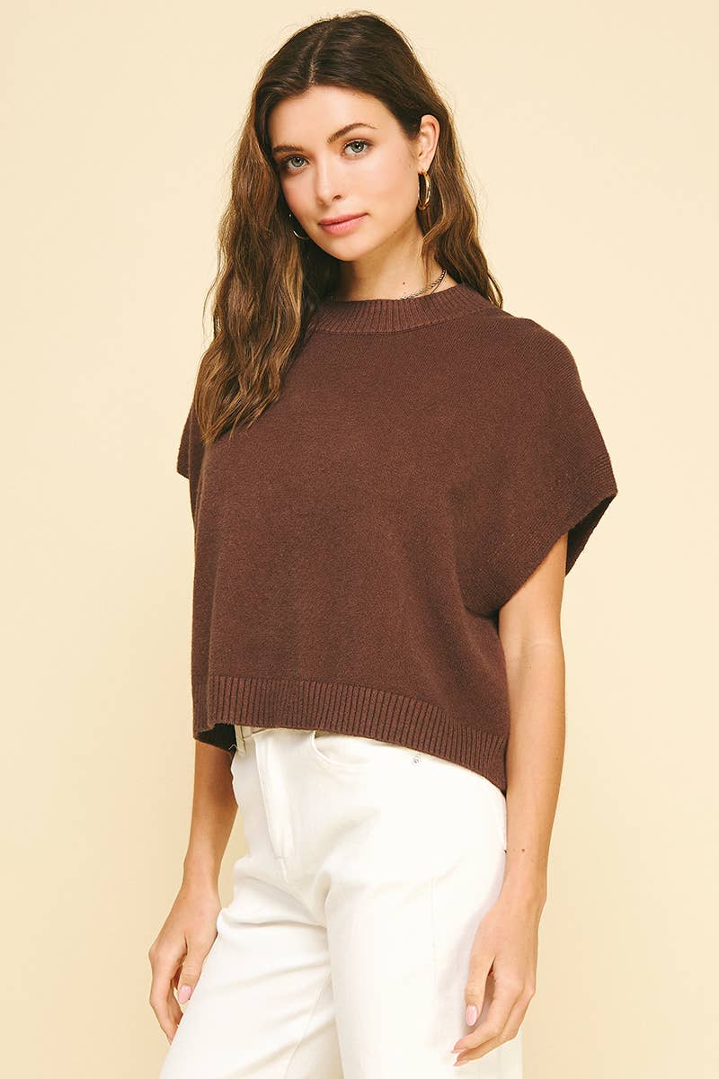DROPPED SHOULDER SWEATER TOP - NAVY