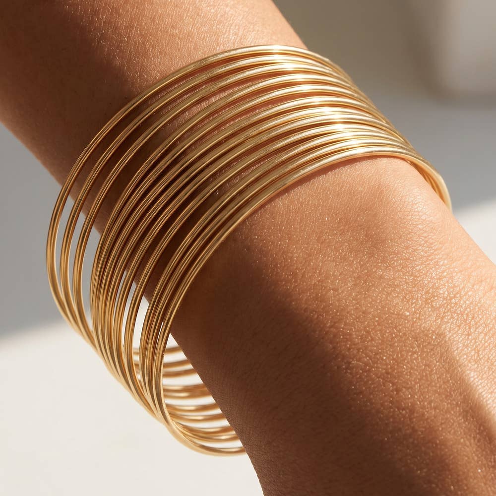 Thin Stacking Bangle Bracelet Set: GOLD