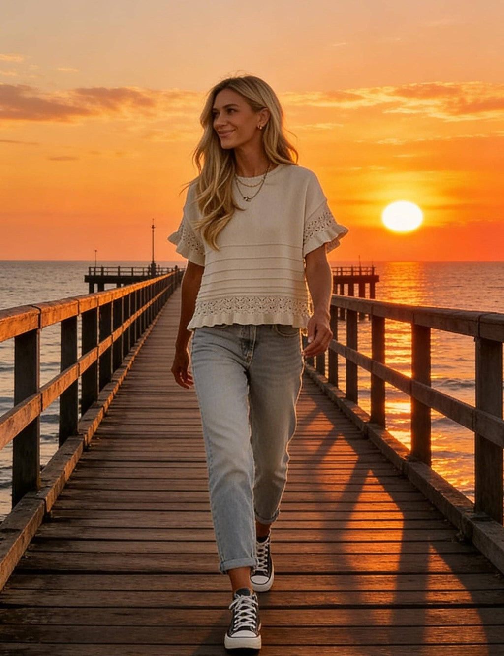 Knit Top- Ruffle Sleeve: Khaki