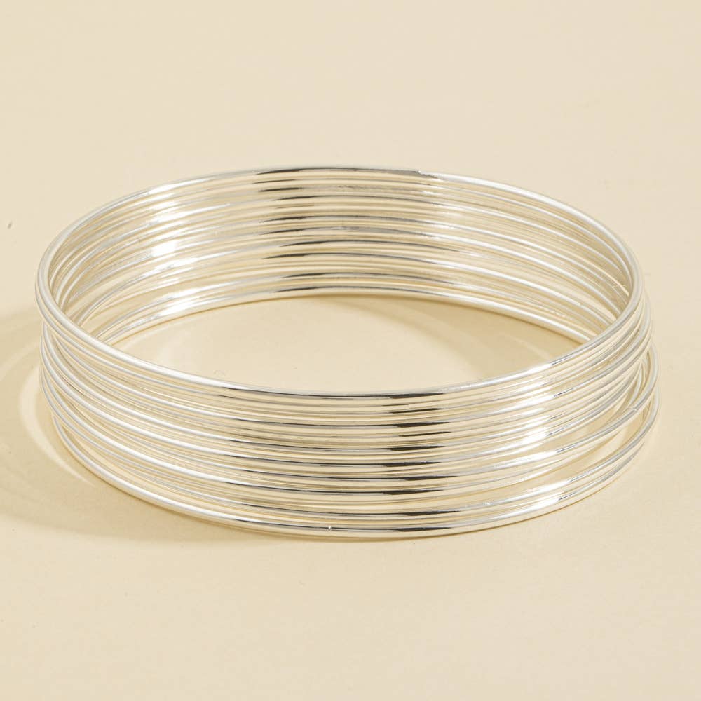 Thin Stacking Bangle Bracelet Set: SILVER