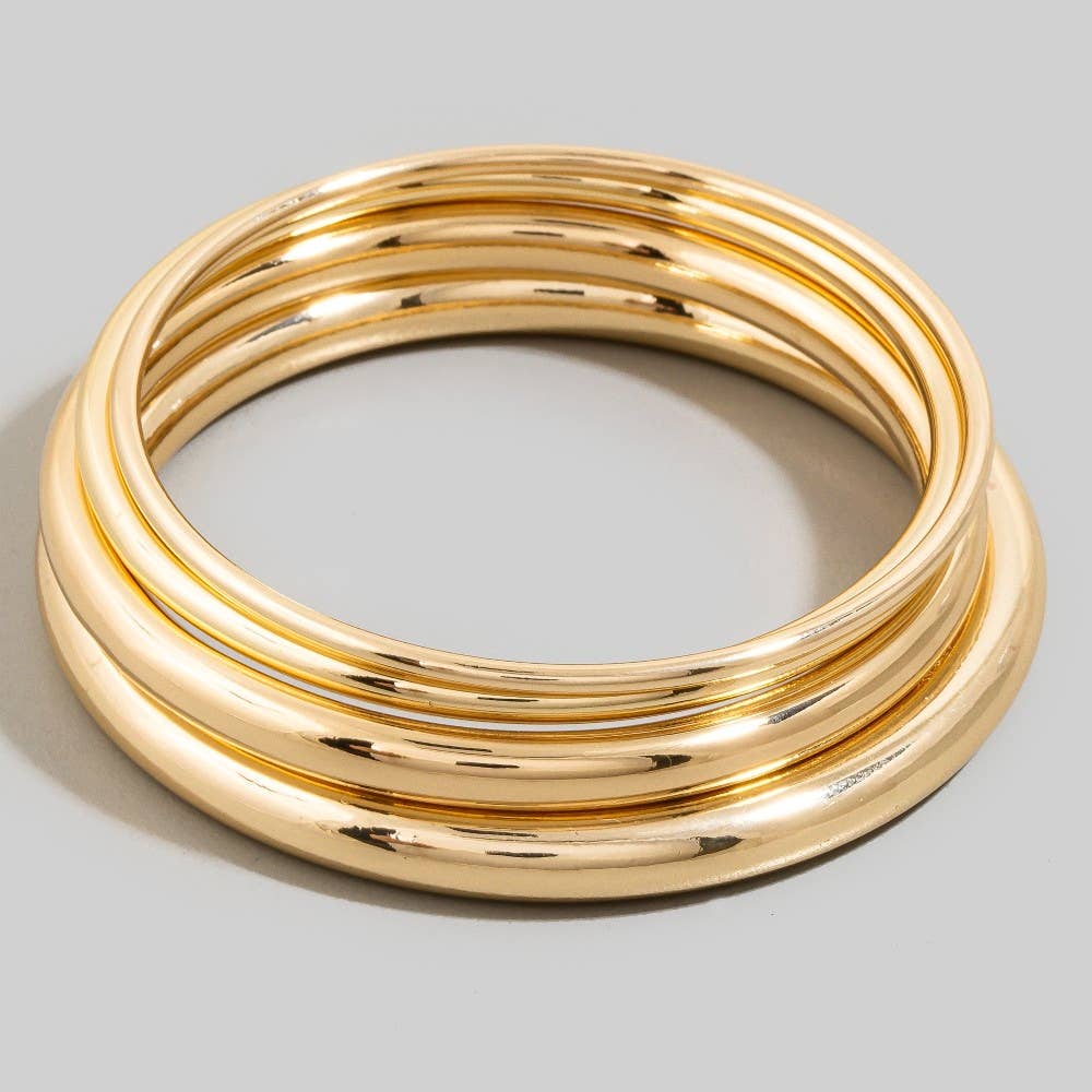 Mixed Metallic Bangle Bracelet Set