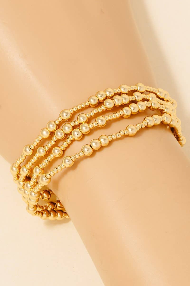 Gold Dipped Beaded Bracelet Set: GOLD