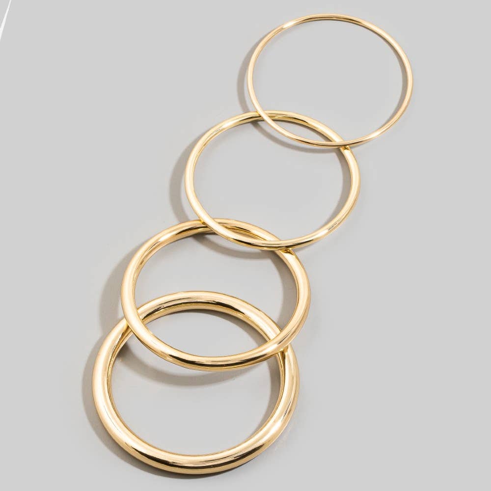 Mixed Metallic Bangle Bracelet Set