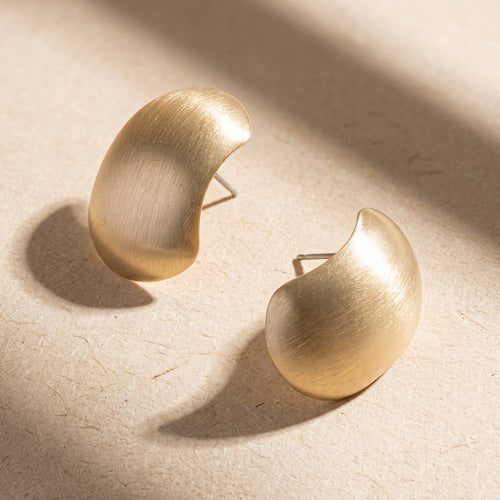 Brushed Matte Curved Stud Earrings